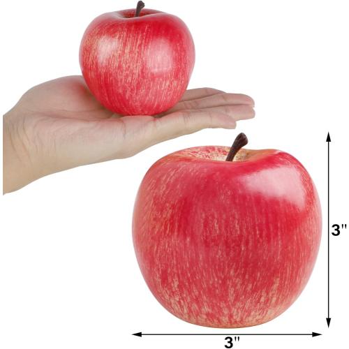 Fake Fruit Artificial Apples, Set of 12 Decorative Fruit Lifelike Faux Apples Realistic Fruits Apple Decorations for Kitchen, Realistic Fake Fruits Party Props Home Decor