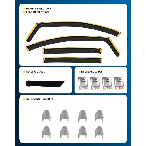 Shatterproof in-Channel Rain Guards for Ford Escape 2013-2019, Clip-on Window Deflectors Vent Window Visors Rain Sun Wind Guards Shade Deflectors, 4 pcs