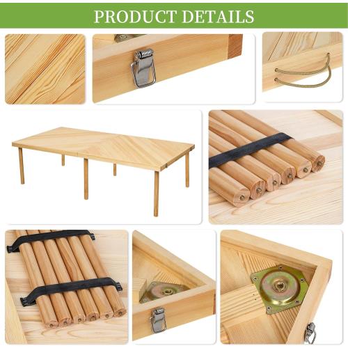 60x30 Boho Wooden Picnic Table, Portable Outdoor Low Picnic Table with Adjustable Legs 13 & 16 for Floor Seating, Beach, Camping, BBQ, Backyard, 60x30in Seating for 8 People