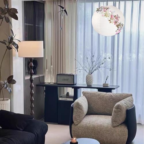 White Round Paper Lanterns, 15.75 Large Hanging Paper Lantern Lamp, Chinese/Japanese Paper Lantern Pendant Light for Party Decoration, Wedding, Home Decor Ceiling Lampshade(2 Pack)