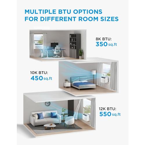 Midea 8,000 BTU U Shaped Smart Inverter Window Air Conditioner - Cools 350 Sq Ft, Ultra Quiet with Open Window Flexibility - Alexa/Google Assistant Compatible - 37% Energy Savings, Remote (Updated)
