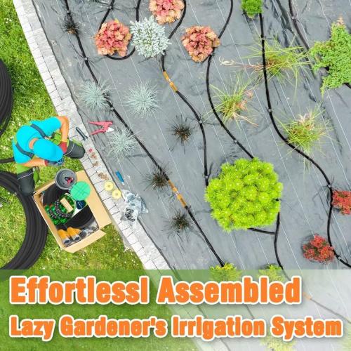 2025 Upgrade Thickened Flat Garden Soaker Hose 100 FT, Flexible Water Hose Irrigation Tubing, Leakproof Drip Hose Watering for Garden, Lawn, Flower Bed (50 FT x 2Pack)