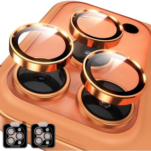 YWXTW Camera Lens Protector for iPhone 17 Pro/iPhone 17 Pro Max, [1 Step Installation Tray] Tempered Glass Screen Protector Metal Individual Camera Cover Accessories Case Friendly (Cosmic Orange-2Pack)