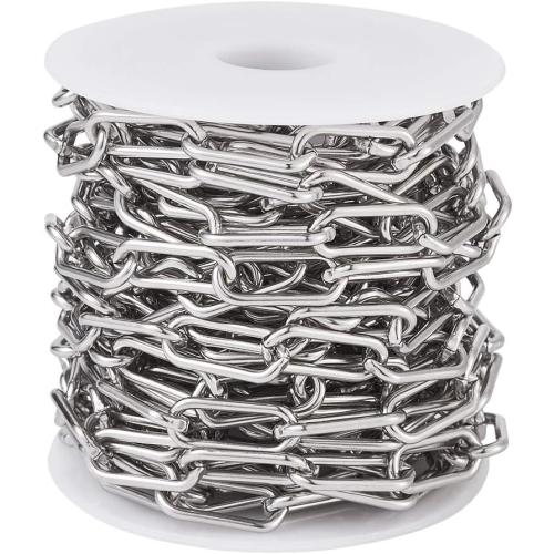 Pandahall  Stainless Steel Paperclip Chains Necklace  Unwelded Strong Oval Cable Chains Links with Spool for Jewelry Making