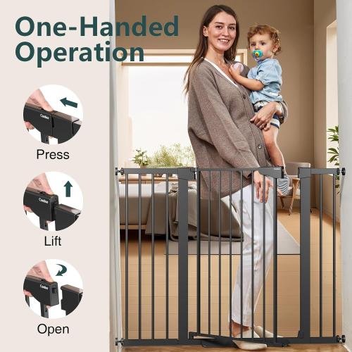 Cumbor 36 Extra Tall Baby Gate for Stairs, 29.7-48 Wide Dog Gates for Doorways, Auto Close Safety Gate for Babies and Pets, Easy Install, Pressure Mounted, Fits Doorways, Stairs, Entryways, Black