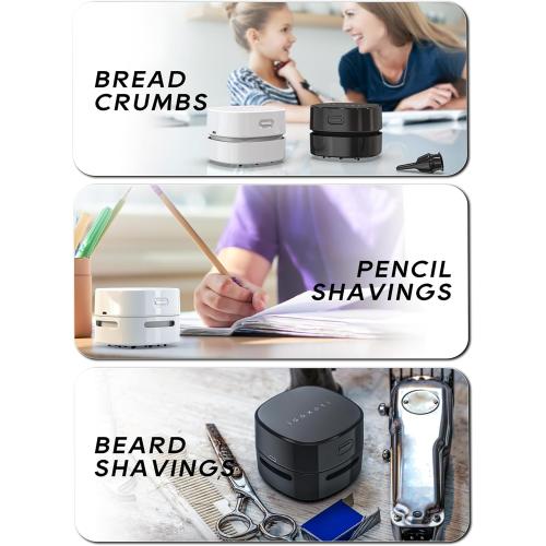 Desktop Vacuum Cleaner with Nozzle, Rechargeable Small Handheld Vacuum, Cordless Mini Desktop Countertop Sweeper for Keyboard Computer Dust Crumbs Piano, Detachable Design