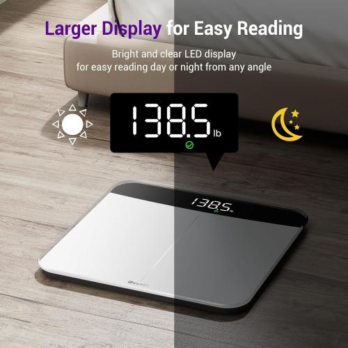 Ovutek Scale for Body Weight, Highly Accurate 450lb Digital Bathroom Scales for People, Automatic Weighing Machine for Baby, Pet, Light Items, Large LED, Sturdy and Durable Base, White