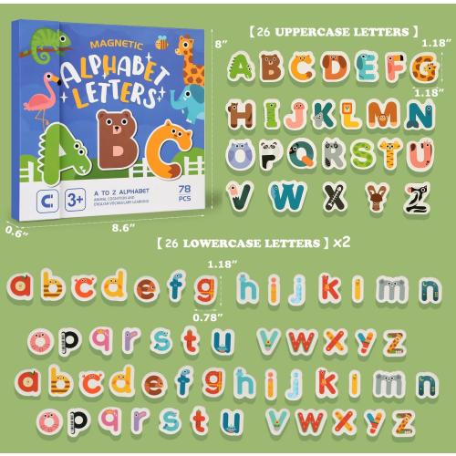 Magnetic Letters Alphabet ABC Magnets Uppercase Lowercase Letters Matching Puzzle Book Educational Preschool Learning Spelling Games Toy for Toddlers Kids 3 4 5 Years Old