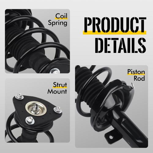 KUSATEC Front Rear 172264 172263 343412x2 4pcs Complete Struts Shock Absorber fit for 2004-2009 Mazda 3, 2006-2010 Mazda 5, Struts with Coil Spring Assemblies