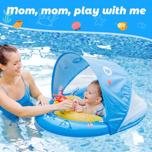 Baby Pool Float with UPF50  Sun Protection Canopy and Toy Play Console for Infant, Toddler, Adjustable Safety Seat for 3-36 Months