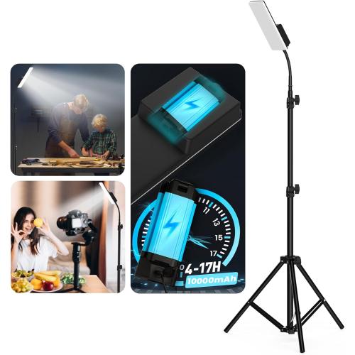 Black 2ft - 6ft Camping Light, Telescoping Lantern Light, 10000mAh Rechargable Work Lights with Stand for Garage Mechanics Workshop Outdoor,Adjustable Metal Telescoping Tripod 6Ft