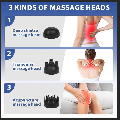 BLACK Handheld Massager, Four-Head Massage Gun, relieves deep Tissue Pain. Percussion Massage Function, Suitable for Massaging The Back, Neck, Shoulders, Legs, Limbs, Muscles, and Body.