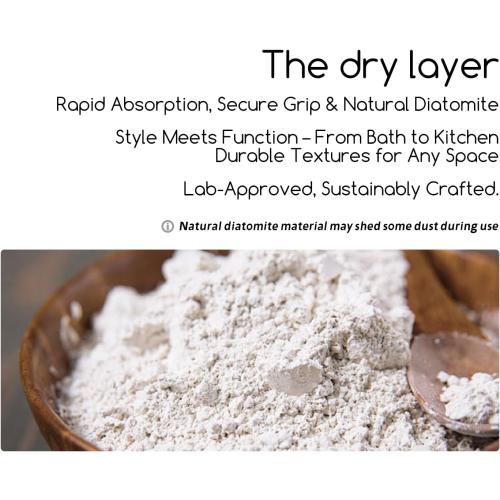 Stone Bath Mat 24x16 - Diatomaceous Earth Shower Mat, Quick Dry, Anti-Slip, Modern Design with Bonus Non-Slip Pad - Perfect for Home Safety and Style, (Gray,Semicircle)