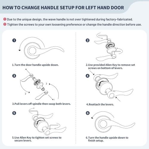 Wave Style Door Lever Passage Door Handle, Keyless Interior Lever Reversible for Left/Right Handed for Hallway and Closet with Matte Black Finish, 1 Pack