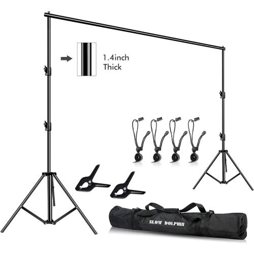 SLOW DOLPHIN Photo Video Studio 12ft (W) x 10ft (H) Heavy Duty Adjustable Photography Backdrop Stand Background Support System Kit with Carry Bag