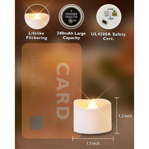 Homemory 12Pcs Flickering Flameless Candle Battery Operated, 200 Hours Fake Electric LED Tea Lights for Votive, Centerpiece Table Decorations, Wedding, Aniversary, Halloween, Christmas