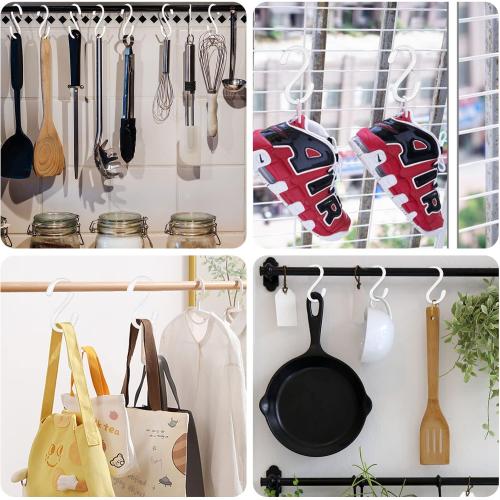 DINGEE White S Hooks, 3 Inch Vinyl Coated S Hook for Hanging Plants,10 Pack Non Slip Heavy Duty Small Rubber Coated Closet S Hook for Hanging Jeans Plants Jewelry Pot Pan Cups Towels