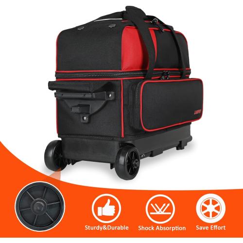 LARIPOP Dual Roller 2-Ball Bowling Bag, Featuring a Separate Large Shoe Compartment Capable, a 3-Section Telescopic Handle that Extends Up to 40