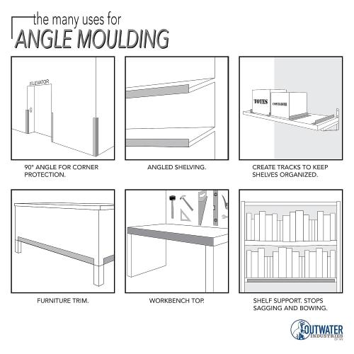 Outwater Plastics 1936-Bk Black 1 X 1 X 7/64 (.100) Inch Thick Styrene Plastic Even Leg Angle Moulding 36 Inch Lengths (Pack of 4)