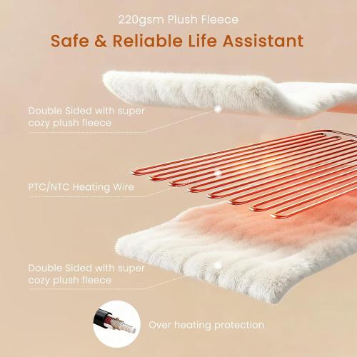 Heated Throw Blanket Electric Blanket with Built-in Button Controller 50x60 One-Touch Ultra Cozy Soft Warm Heating Electric Blanket with 4 Heat Levels & 4 Hours Auto-Off Overheat Protection