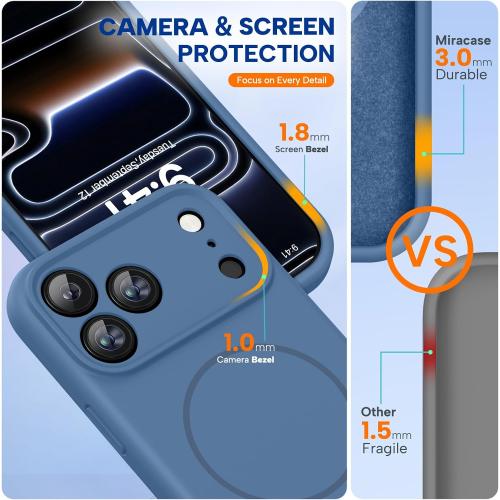 Miracase Magnetic for iPhone 17 Pro Case, Silicone, Glass Blue