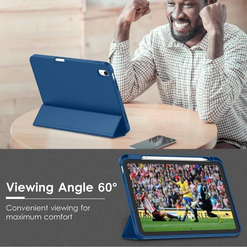 ZryXal iPad 10 Case/iPad 10th Generation Case [11-Inch 2025/10.9 Inch 2022] with Pencil Holder, Smart Cover with Soft TPU Back [Support Auto Wake/Sleep] (Navy Blue)