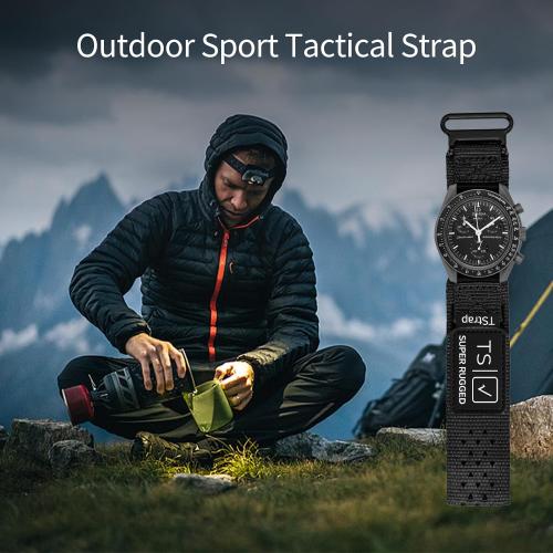 Nylon Sport Watch Band - Black Quick Release Watch Straps for Men Women - Athletic Military Smart Watch Bracelet Replacement - Correa para Reloj Hombre - 18mm 20mm 22mm