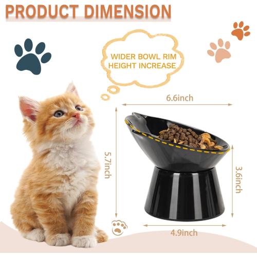 Detachable Elevated Cat Bowls, 15° Tilted Raised Cat Food Bowl Anti-Vomiting,Whisker Friendly, Adjustable Cat Dishes for Protecting Spine,Adult Kitten