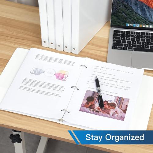 SUIN Bulk 12 Pack 0.5-inch 3 Ring Binders -Durable 1/2'' Binders with Roung Ring Binder, Large 100 Sheet Capacity, Fit 8.5 x 11 US Letter Size Paper, White (0.5'' White - 12 Packs)