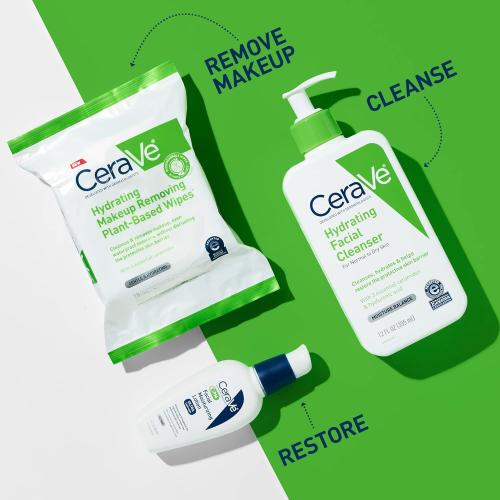 2pk CeraVe Makeup Remover Wipes, Plant Based Face Wipes, Biodegradable in Compost, Waterless Face Wash, Travel Essentials for Women, Suitable for Sensitive Skin, Fragrance-free   Non-comedogenic,