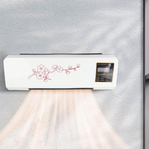 White With Red Flower Bedroom Wall Mounted Air Heater Space Saving Warm Air Blower for Bedroom Shower Room (Plug 110V)
