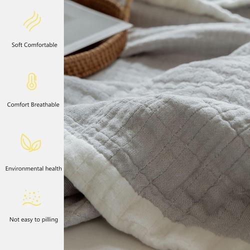 Air Conditioning Blanket, 100% Cotton Nap Blanket Sheet, Breathable Comfortable Bed Throws, All-Season Machine Washable Towel Quilt for Home Decoration