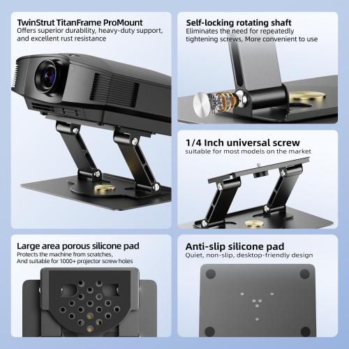 UYI Gray Projector Stand, 30 lb Foldable Mount with 360° Rotation