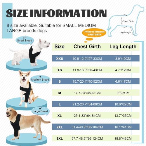 ROZKITCH Dog Recovery Sleeve Front Leg Right Left, Pet Prevent Licking Wound Elbow Knee Protector, Dog Recovery Suit Cone Collar Alternative for Sprain ACL CCL Arthritis Joint Care Black M