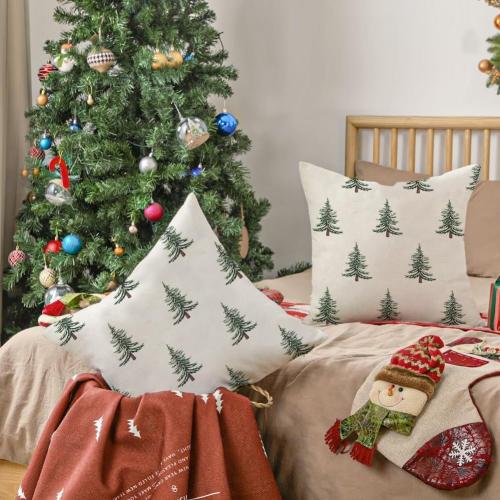 Outdoor Christmas Pillow Covers 20x20 Inch Outdoor Christmas Decorations Christmas Tree Decor White Christmas Throw Pillow Cases Xmas Winter Decorative Pillows for Couch Holiday