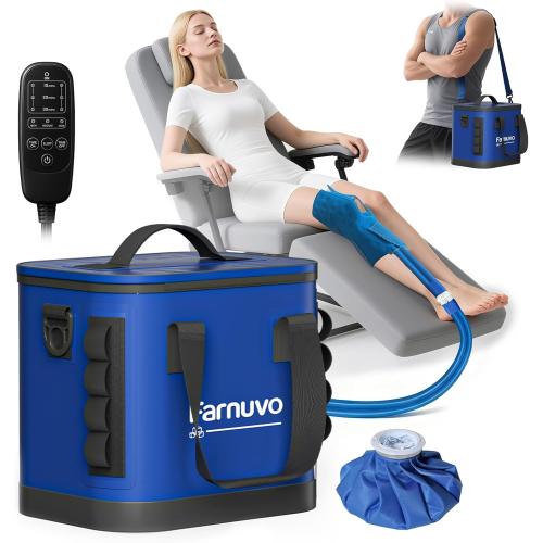 Cold Therapy Machine for Knee Replacement - Portable Ice Machine with Timer, 12Hrs Cooling, 3 Speeds for Pain Relief (Blue)- Ice Therapy Knee/Joints/Ankle/Muscle/Shoulder