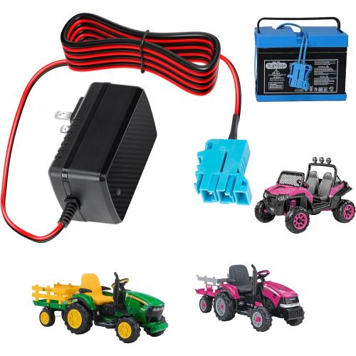 12V Battery Charger for Peg-Perego Ride-On Toys Compatible with John Deere Ground Force Tractor, John Deere Gator XUV Polaris RZR 900 Powered Ride On Car Toys