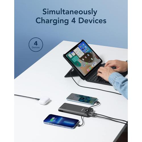VEGER Portable Charger with Built-in AC Plug and Cables, All in One 10000mAh Ultra Slim Power Bank Travel Essentials, Fast Charging Battery Pack Compatible with iPhone, Samsung, Android (White**)