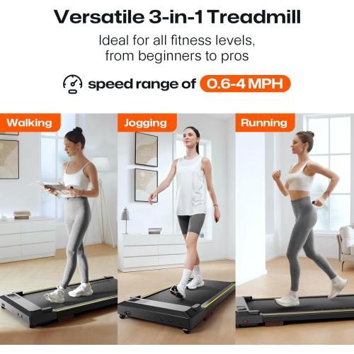 Walking pad Smart with APP, 3-in-1 Under Desk Treadmill for Home and Office, 2.5 HP Portable Walking Jogging Running Machine with Remote Control and LED Display