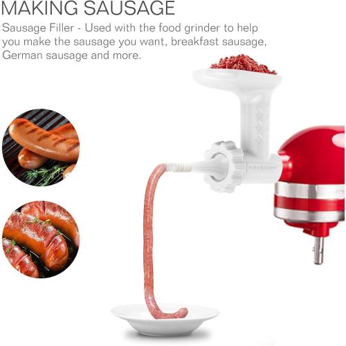 Fruit & Vegetable Strainer Attachment Set for KitchenAid - Includes Food Grinder Attachment and Sausage Stuffer Tubes, Compatible with KitchenAid Stand Mixers
