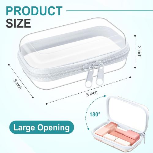 Hoolerry 4 Pcs Hard Clear Zipper Case Makeup Bags Plastic Pencil Pouch Transparent Storage Box Containers for Cosmetics, Snacks, Building Blocks, Puzzles(White,5 x 3 x 2 in)