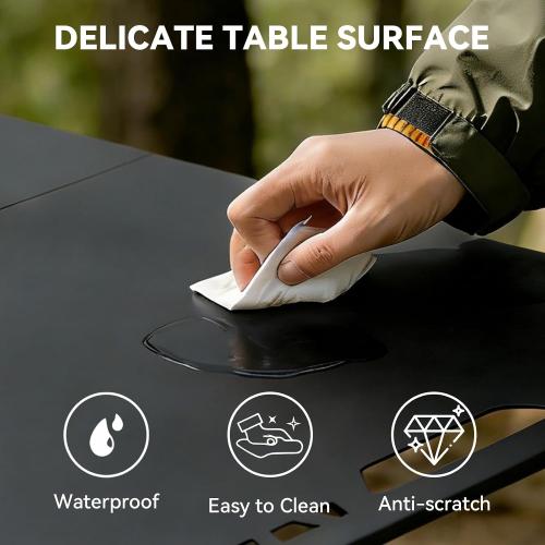 3.4 Ft Folding Camping Table - 12 lb Lightweight Portable Picnic Table with Adjustable Height & Carry Handle - Large Folding Table for Outdoor BBQ, Beach, Hiking & Home
