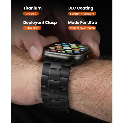 Titanium Watch Band Compatible with Apple Watch Ultra 3 & Ultra 2 1 49mm - 26mm Wide-Body Metal Apple Watch Ultra Band with Scratch Resistant DLC Coating for men - CRNS01 Business Series