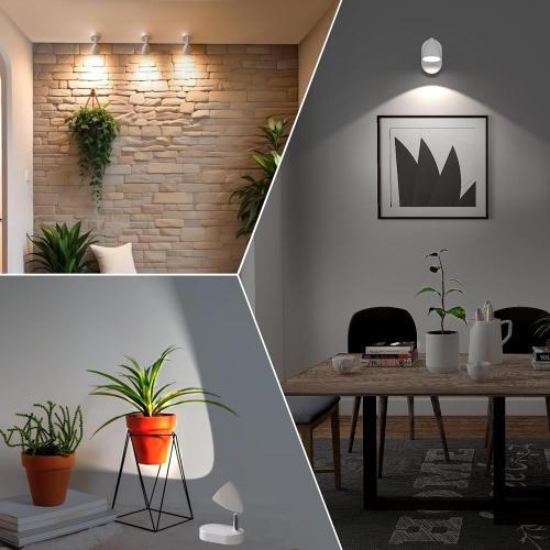 Color White Rechargeable LED Spotlight Indoor,Wireless Picture Spot Lights for Wall Paintings Battery Operated,Accent Artwork Lighting with Remote,Dimmable,Color Temperature Adjustable,White