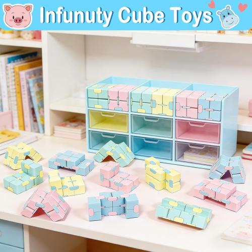 28 Pack Infinity Magic Toys for Kids, Hand Held Magic Sensory Stress Cube Toys- Anxiety Stress Relief Fidgeting Games for Teens Boys Girls Classroom Exchange Gifts Party Favors