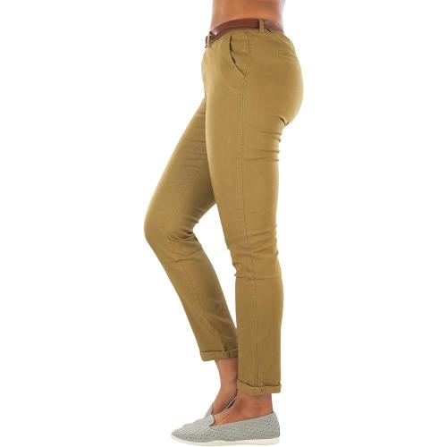 Small ToBeInStyle Women's Belted Bengaline Ankle Length Pants active usa