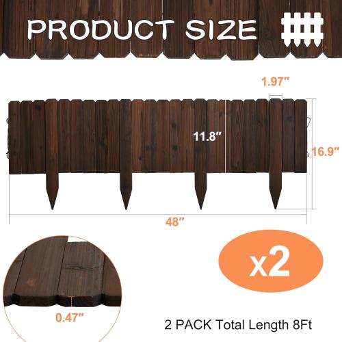 Wooden Garden Fence Wood Garden Edging Border Decorative Landscape Border Edging,Planting Tree Fence Landscape Edging Flower Bed Fences