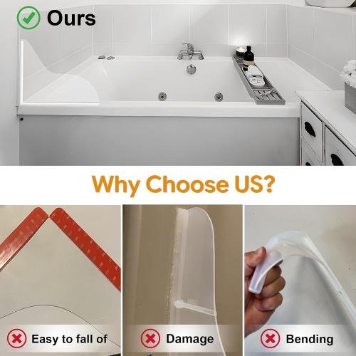 UIOCSSC Shower Splash Guard, 2 Pack Bathtub Shower Water Splash Guards Silicone Bathtub Splash Guard Self-Adhesive Waterproof Shower Guards to Keep Water in Shower