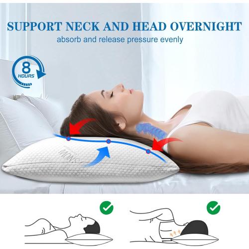 Cooling Pillows Queen Size Set of 2, Shredded Memory Foam Pillows for Sleeping, Firm Pillow Adjustable Soft Gel Cool Bed Pillow for Side, Back and Stomach Sleeper（20x30）