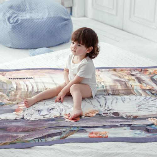 Summer Blanket for Baby 2 Layers Oversized 43 x 55 Muslin Baby Crib Blanket for Boys Girls (Tiger)